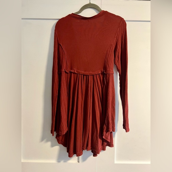 Free People Deep Red V-Neck Tunic - Picture 4 of 5